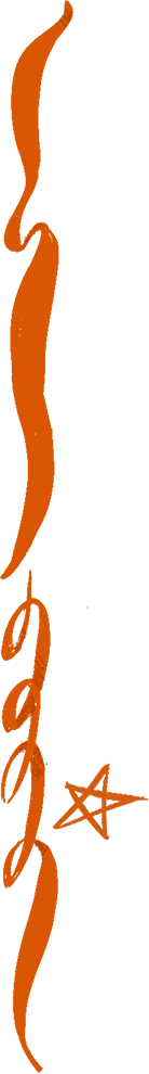 Orange streamer and hand drawn star