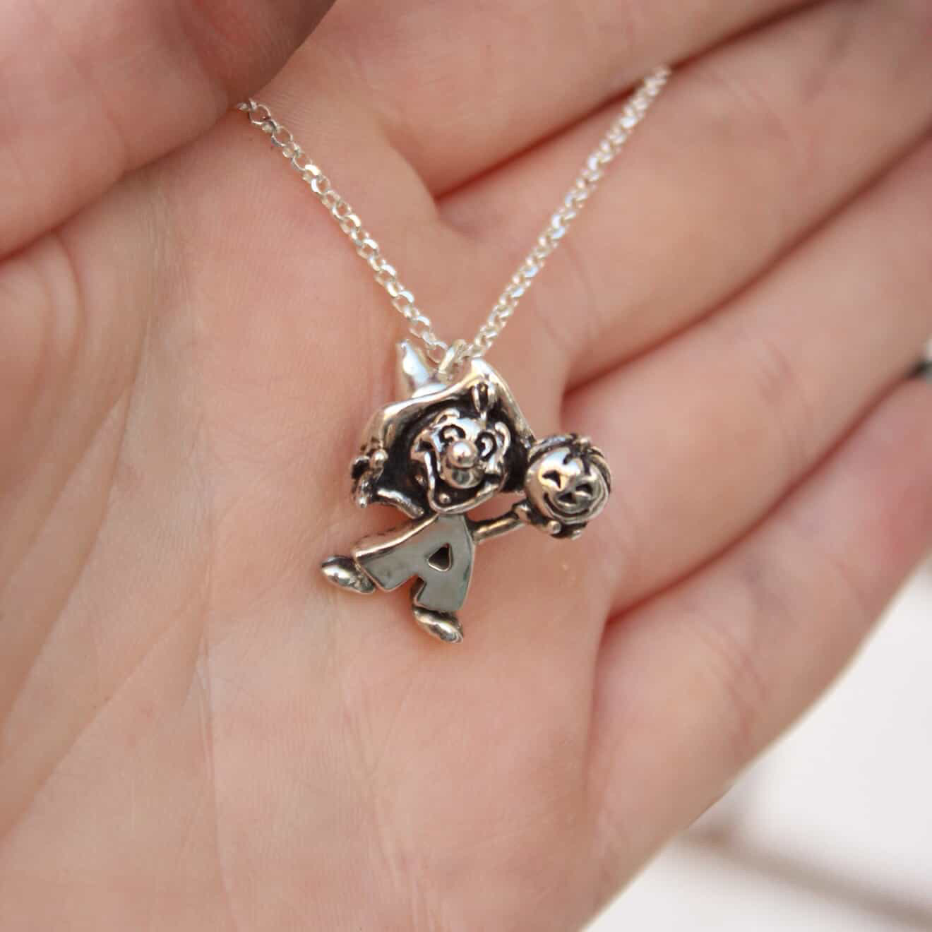 Close up view of the Andy Anaheim sterling silver necklace